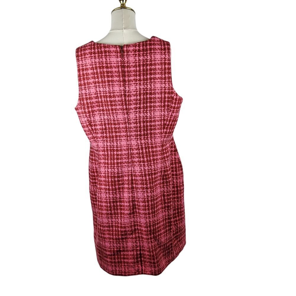 On 34th Mini Dress Womens Plus 14W Pink Plaid Tweed Wool Blend Sheath NWT