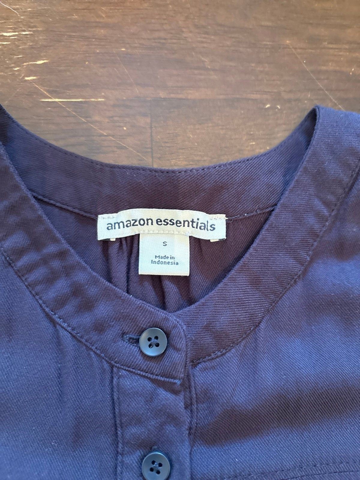 Dress half sleeve button down drawstring navy blue pockets trad wife cottage