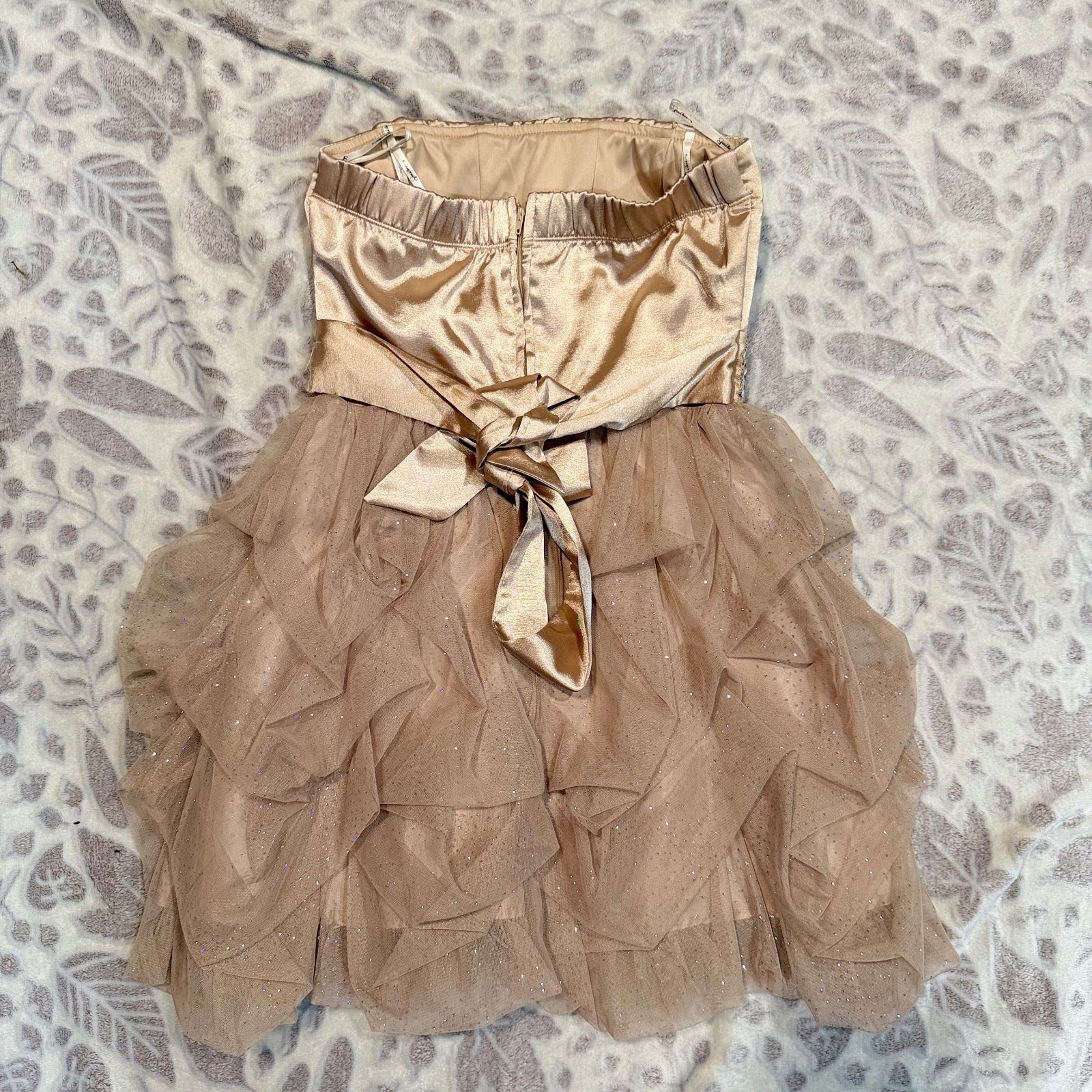 Speechless Champagne Sequin Glitter Tulle Strapless Party Dress Size 7