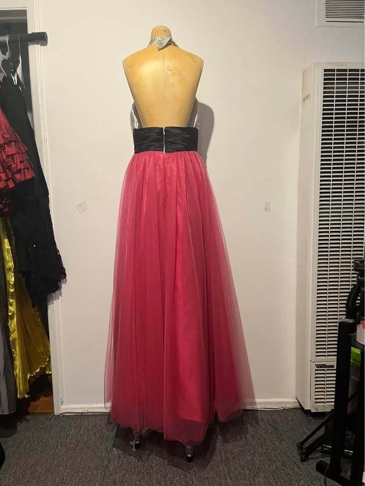 Sequin Halter Neck Gown with Pink Tulle Skirt