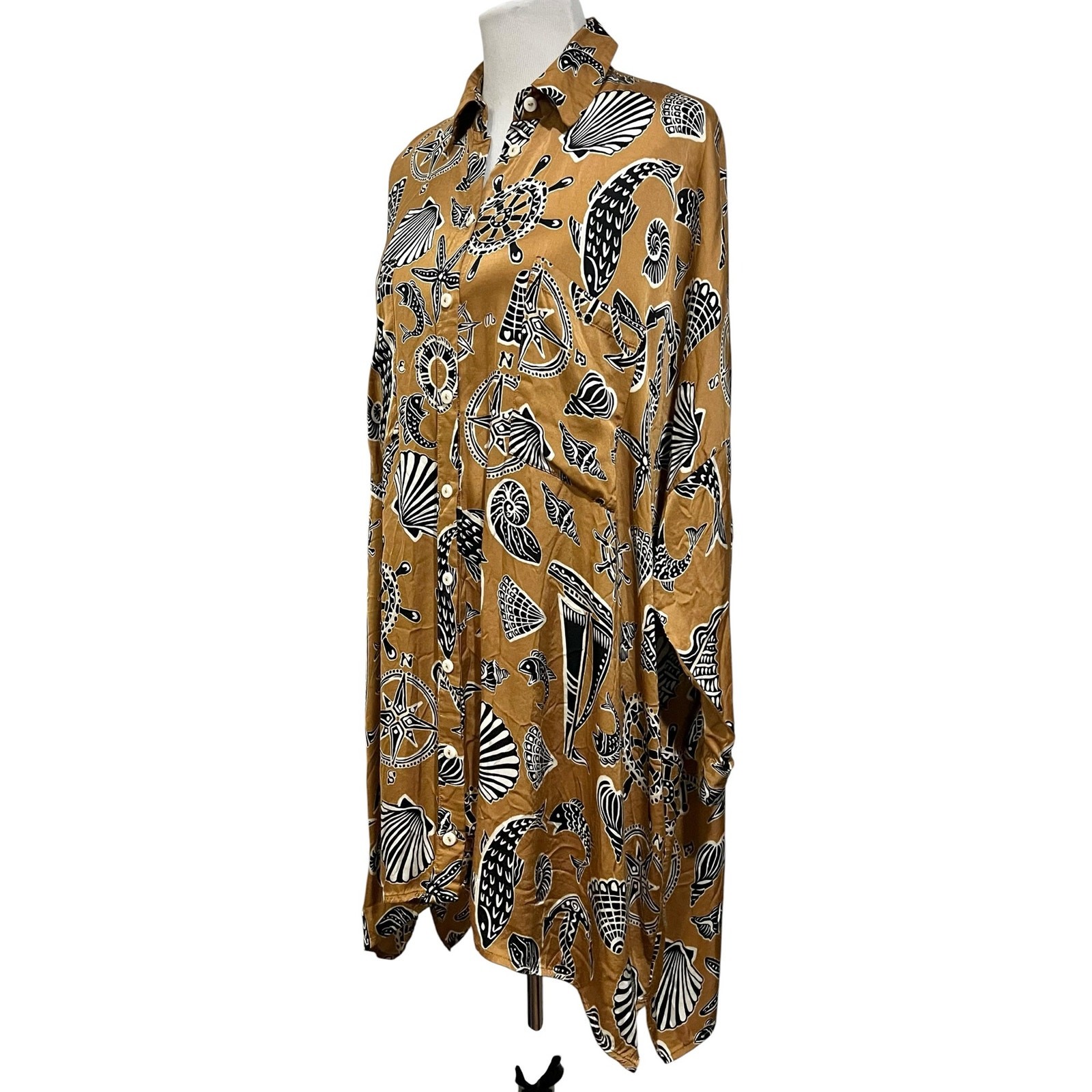 Anthropologie Corey Lynn Calter Mini Shirt Dress Oversized Long-Sleeve Size S