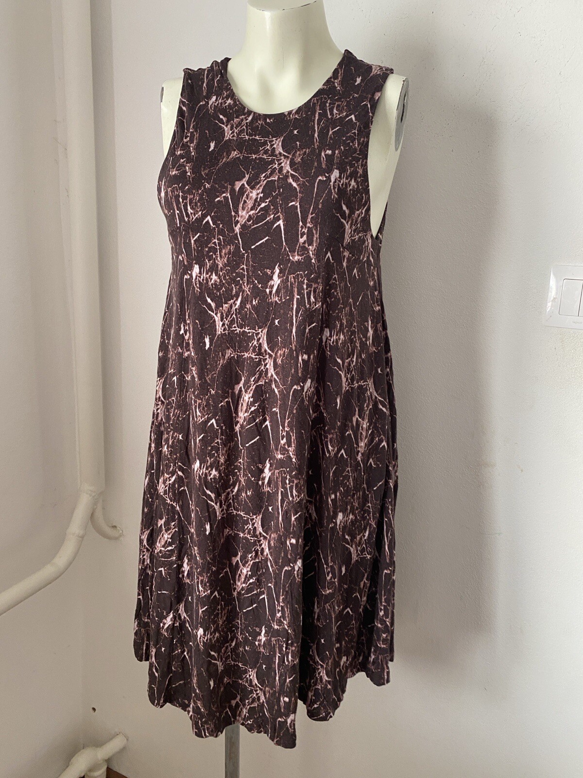 Silence Noise Dress A Line Brown Print Size M Sk2432