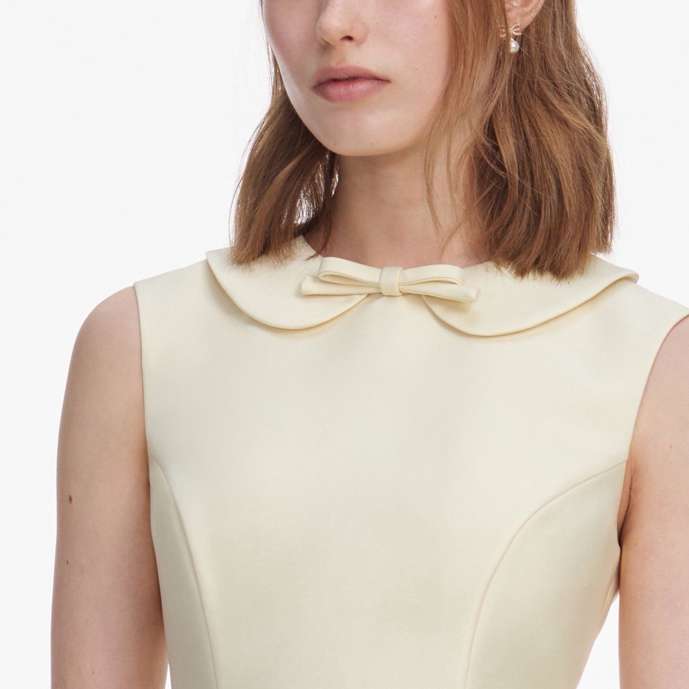 Self Portrait YELLOW TAFFETA COLLARED MIDI DRESS $ 695 Size US 14 UK 18