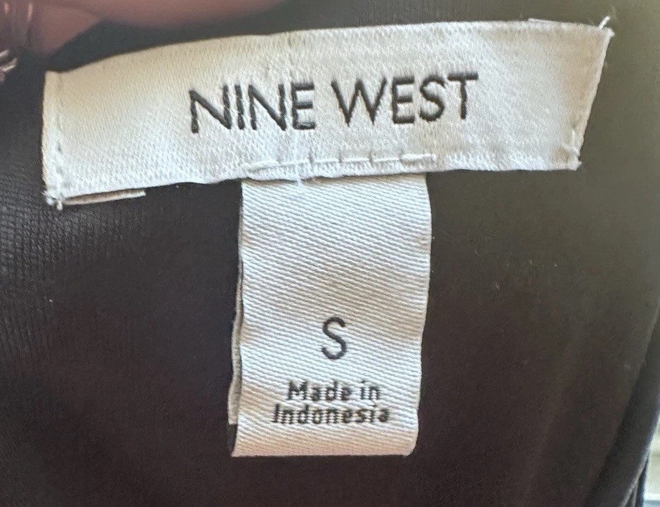 NINE WEST Black Spaghetti Strap Side-Tie Faux Wrap Mini Dress Size Small