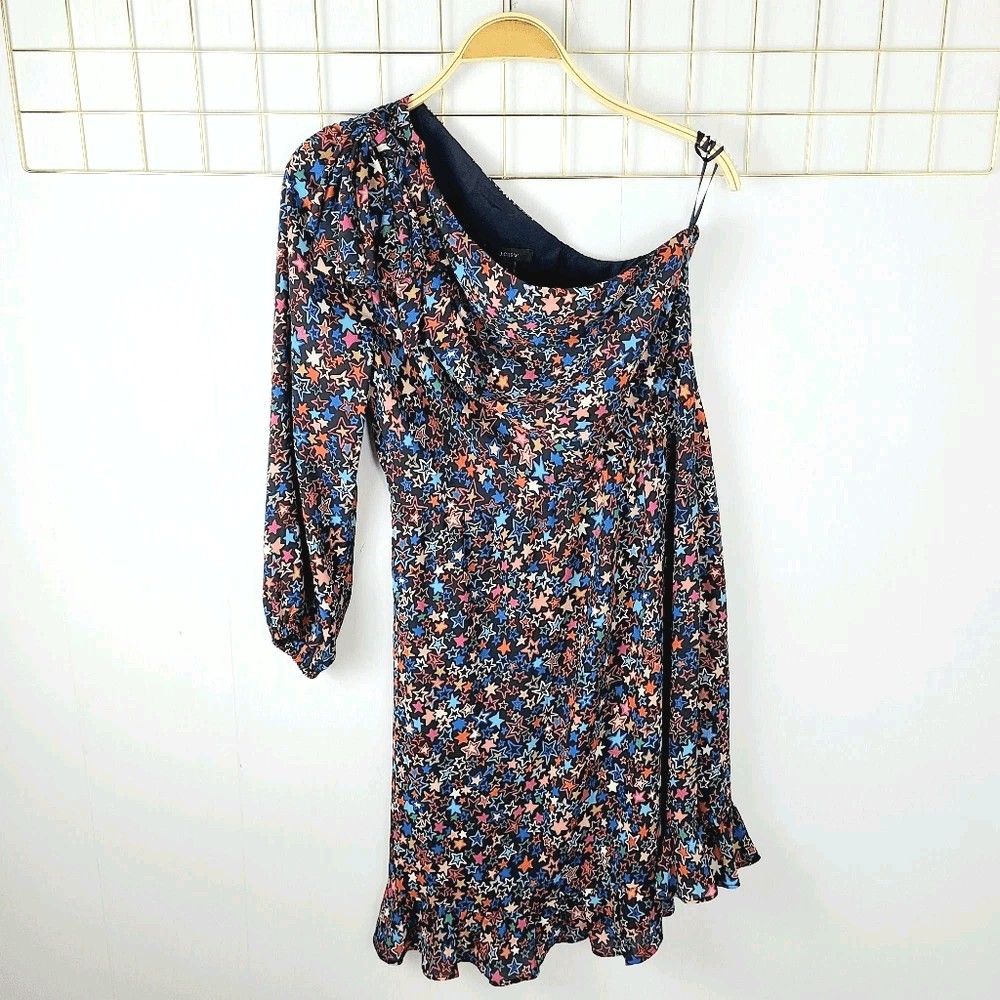 J. Crew Womens Dress 6 Kaleidoscope Celestial Stars One Shoulder One-Sleeve