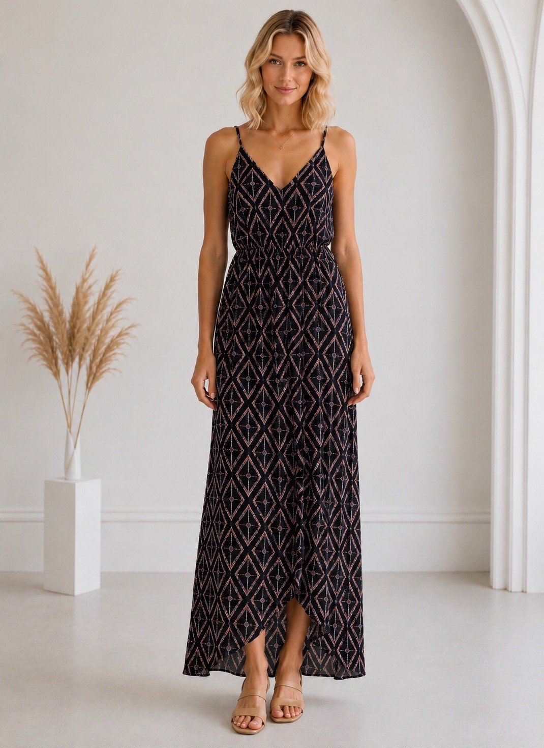 Womens Faux Wrap High Low Maxi Dress Size Small Summer Beachy Resort Chic NWT