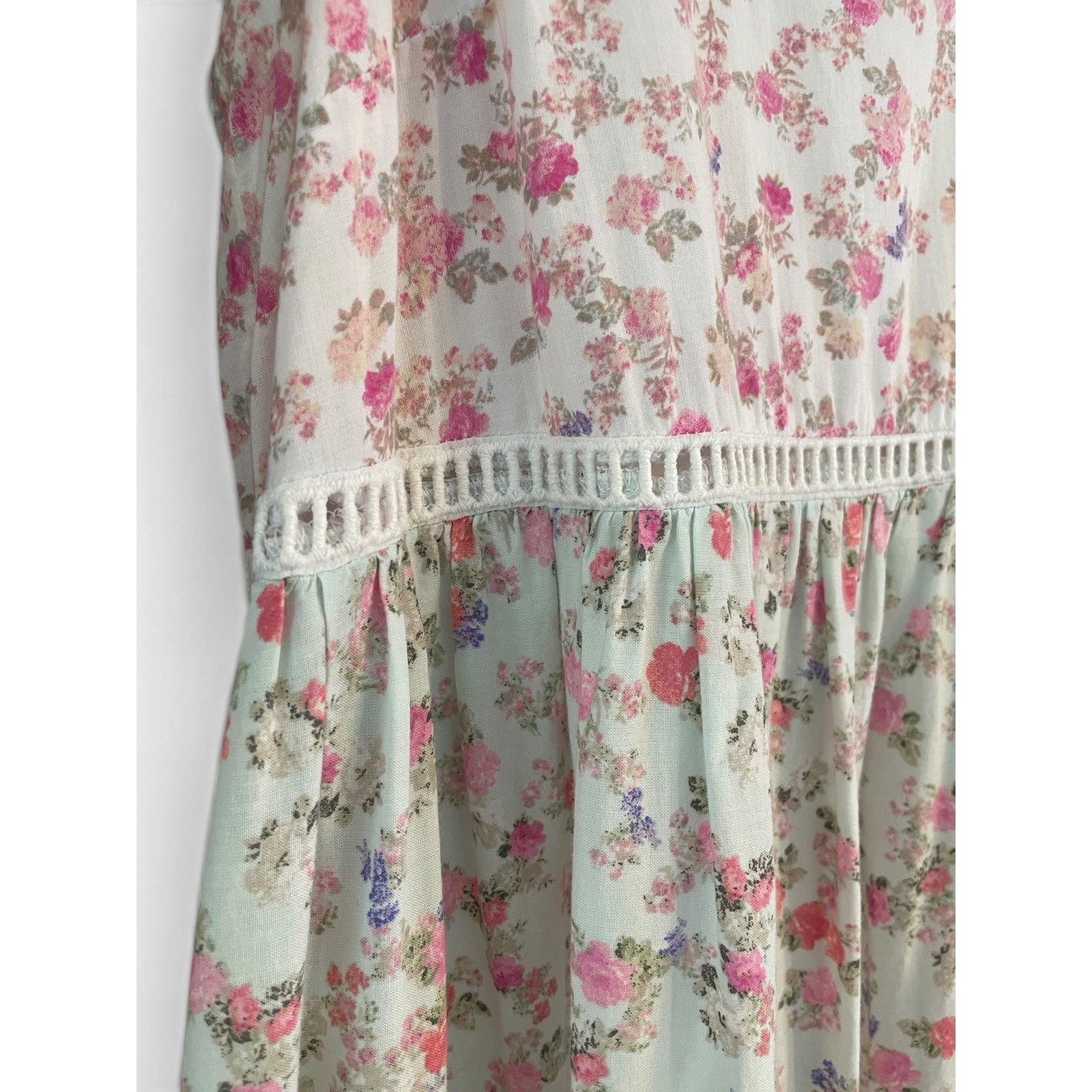 LoveShackFancy x Target Camille Pink Floral Tiered Babydoll Midi Dress S Pockets