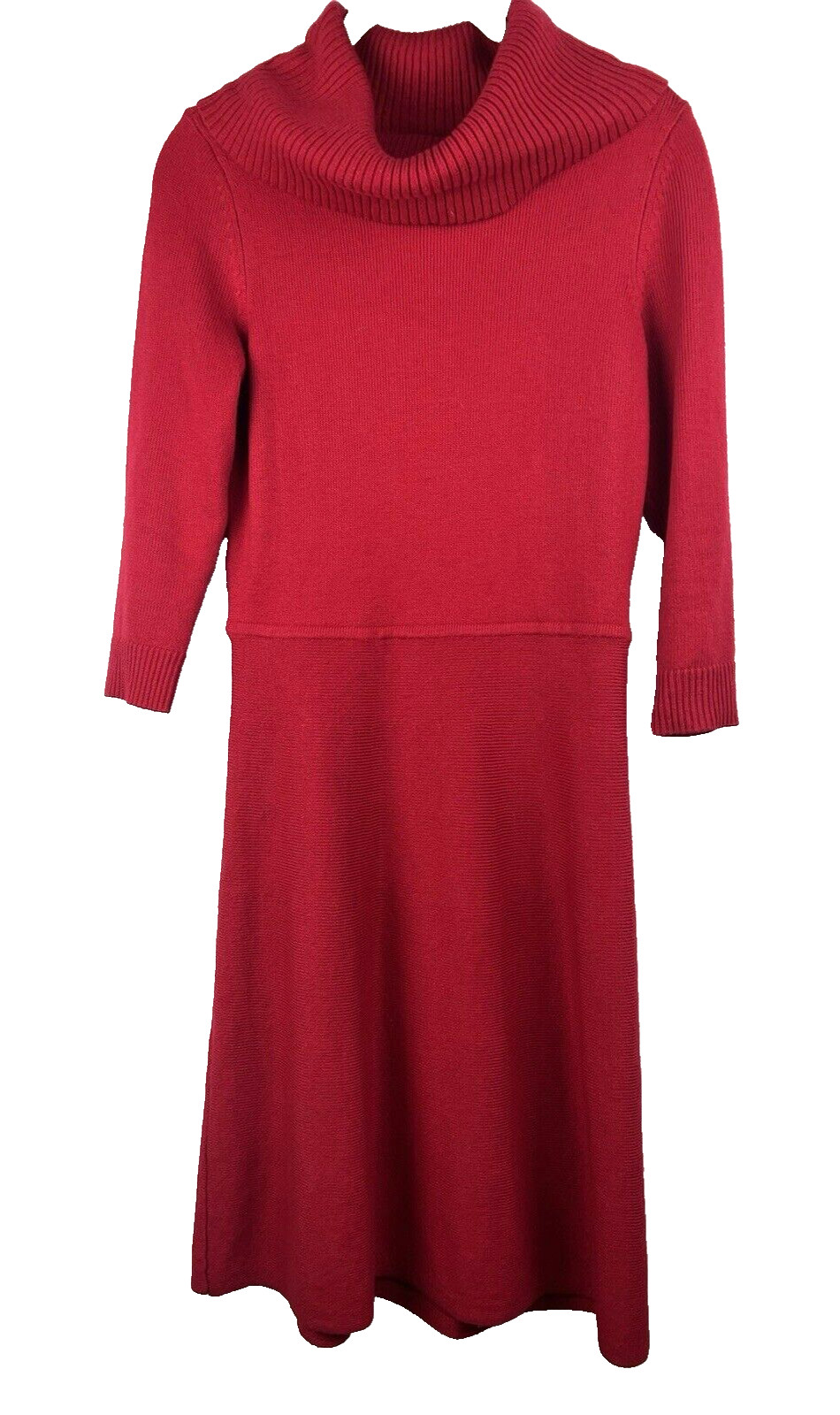 Talbots Turtleneck Mini Dress Small Petite Solid Red Long Sleeve Sweaterdress