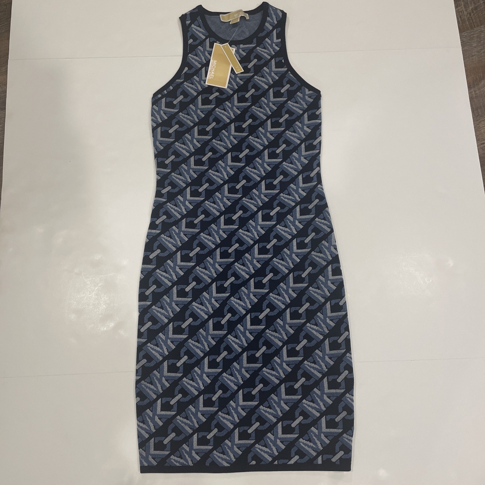 MICHAEL Michael Kors Empire Signature Logo Jacquard Knit NWT Tank Dress XXS