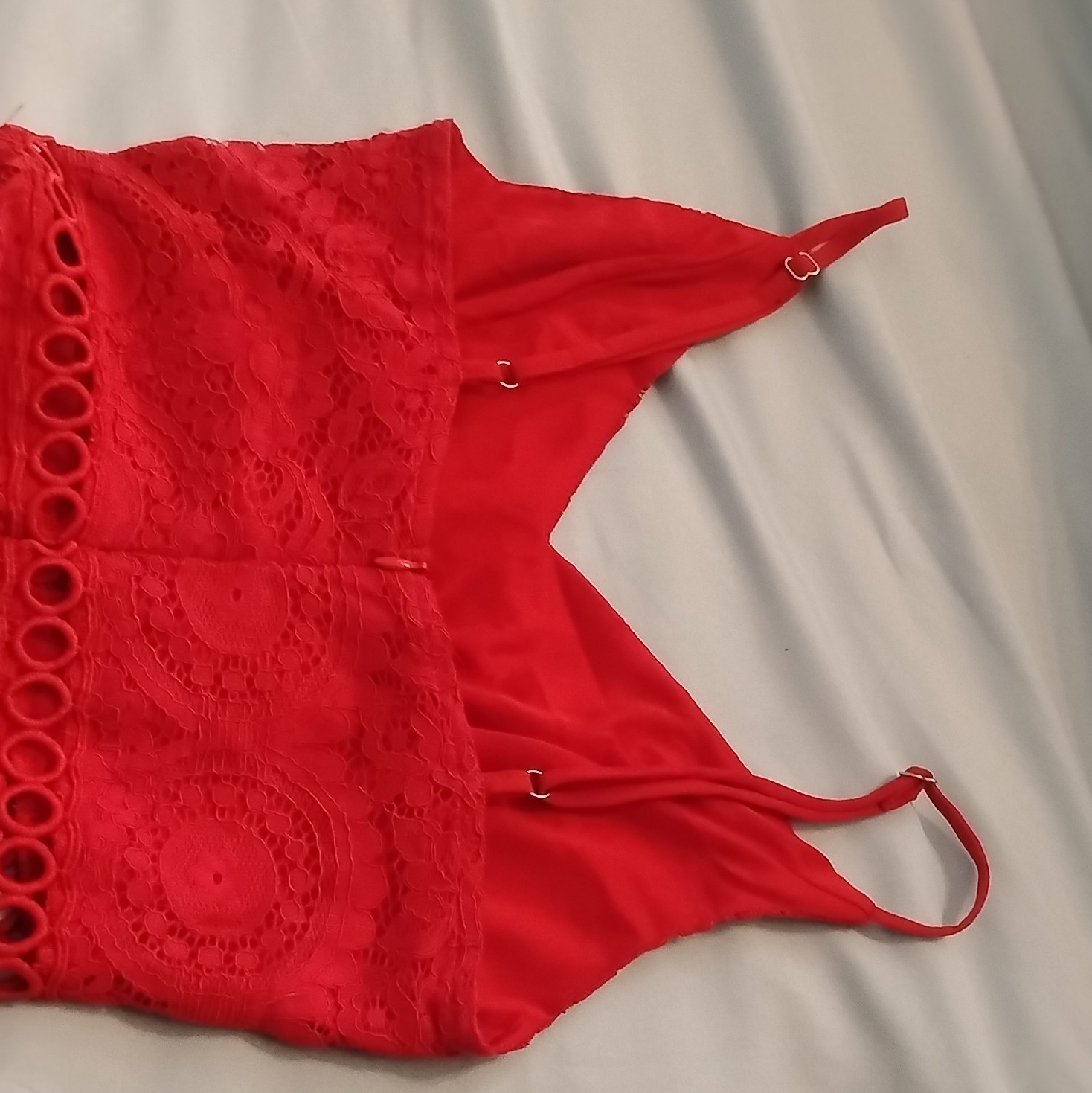 Miami XXS Red Solid Lace V-Neck Sleeveless Zip Lined Mini Fit & Flare Dress
