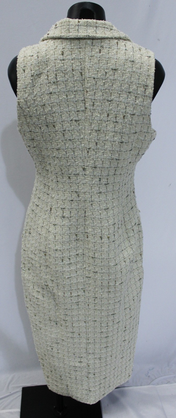 Mable Women’s Tweed Sleeveless Button Down Midi Sheath Dress LB3 Cream Medium