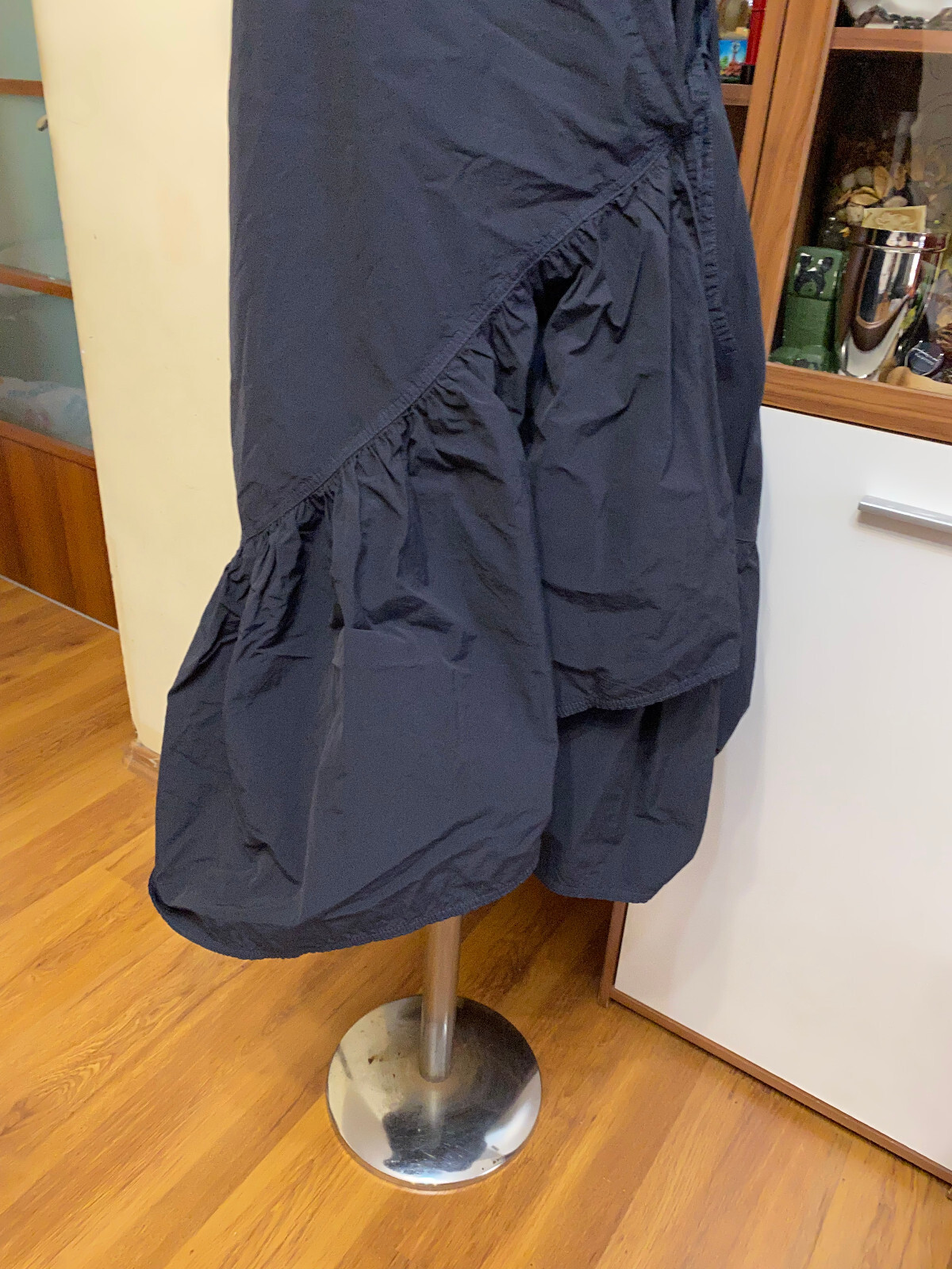 HENRIK VIBSKOV DARK NAVY NYLON COTTON RUFFLE DRESS BLAZE-XS
