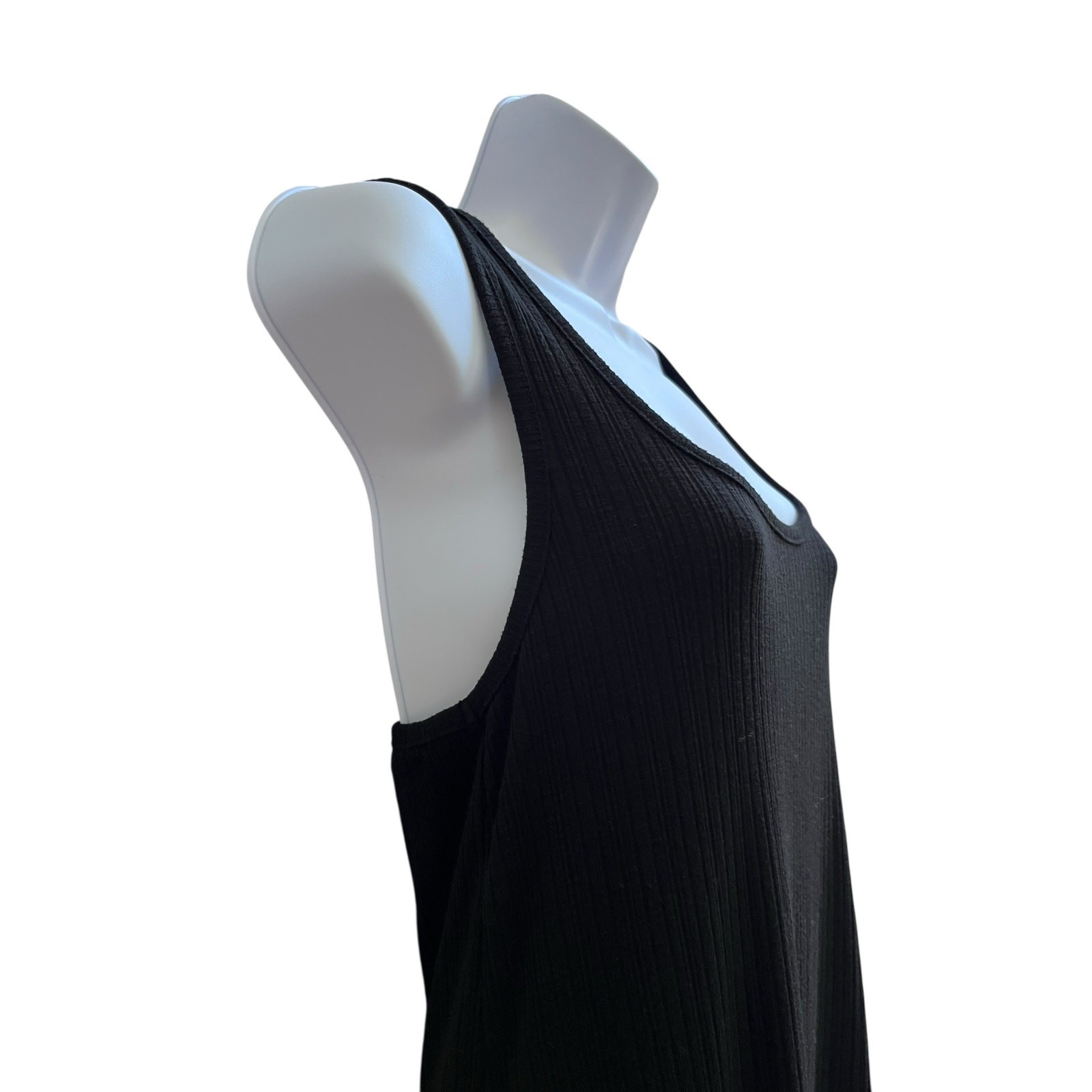 Z Supply Black Rib Racerback Side Slits Midi Tank Dress Size Small Minimalist