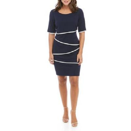 NEW CONNECTED NAVY BLUE WHITE CAREER TIERED SHIFT DRESS SIZE 10 SIZE 12 SIZE 16