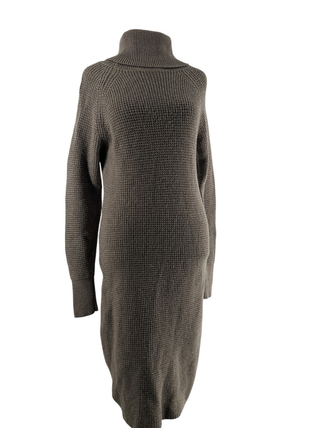 Aritzia Wilfred Bianca sweater dress wool Neutral Taupe Ribbed Sweater sz sm