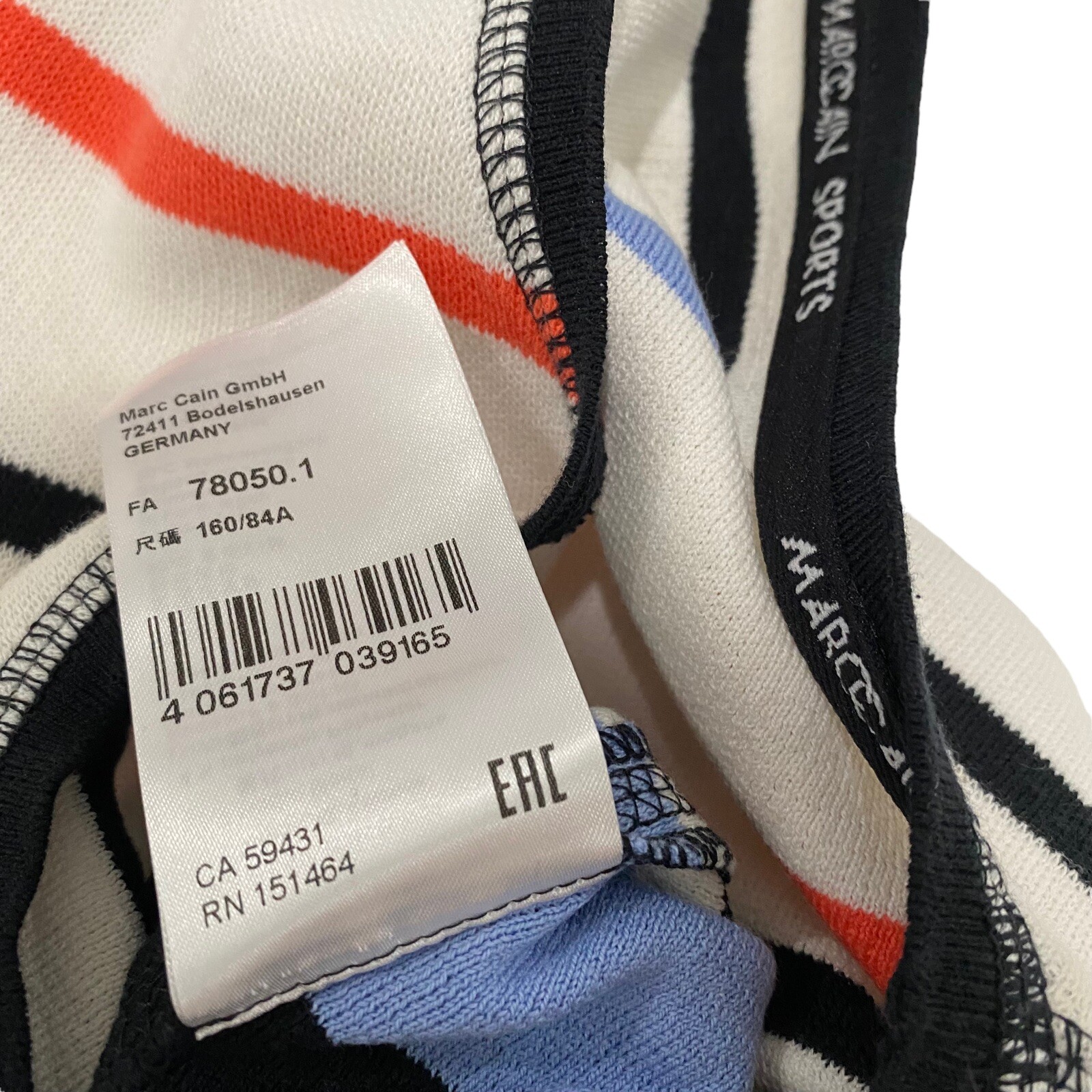 Marc Cain Sport Navy White Coastal Striped Geometric Knit Dress N2