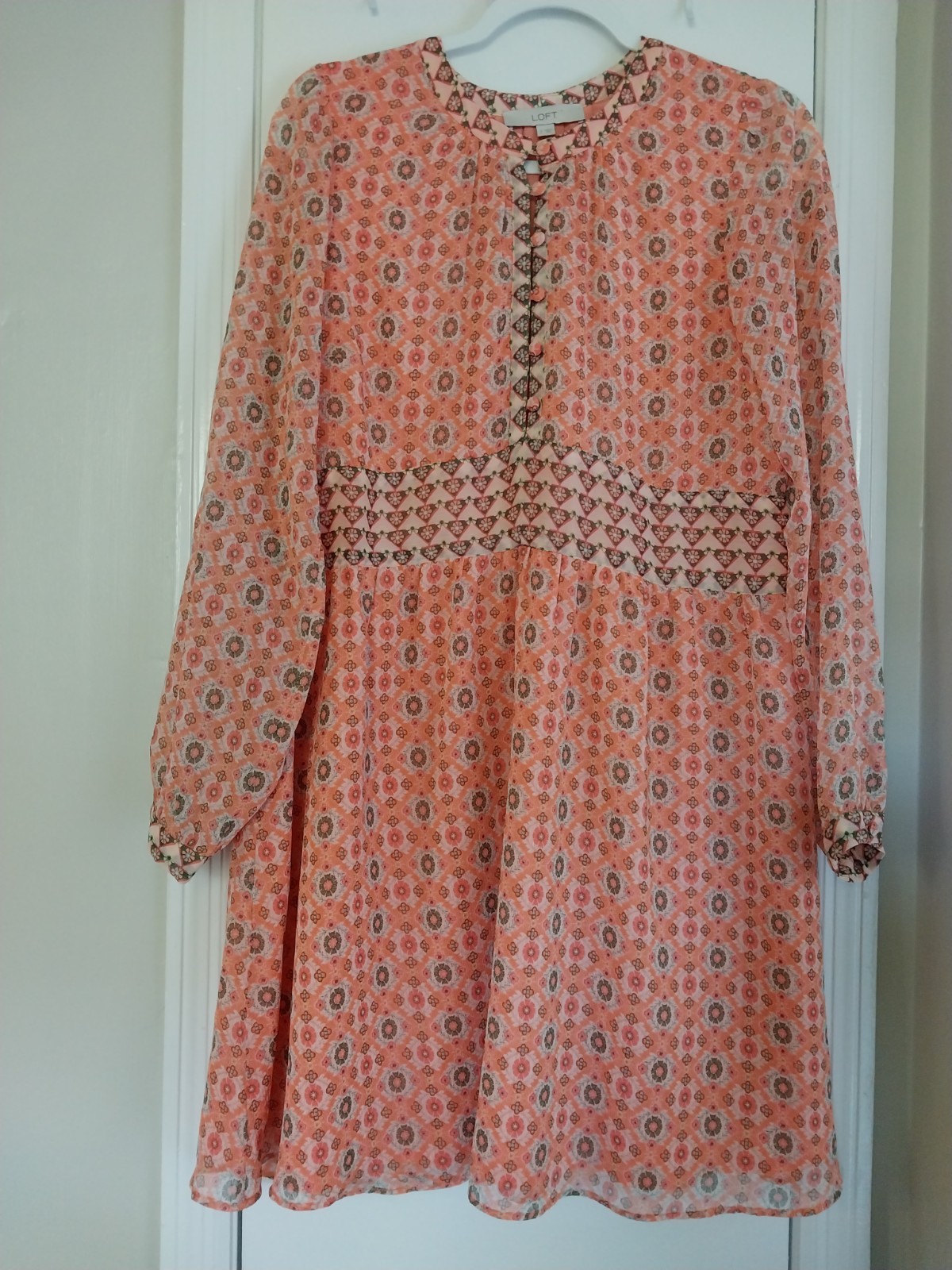 Loft Dress Orange Peach Multicolor Size Small Flowy Lined Lightweight