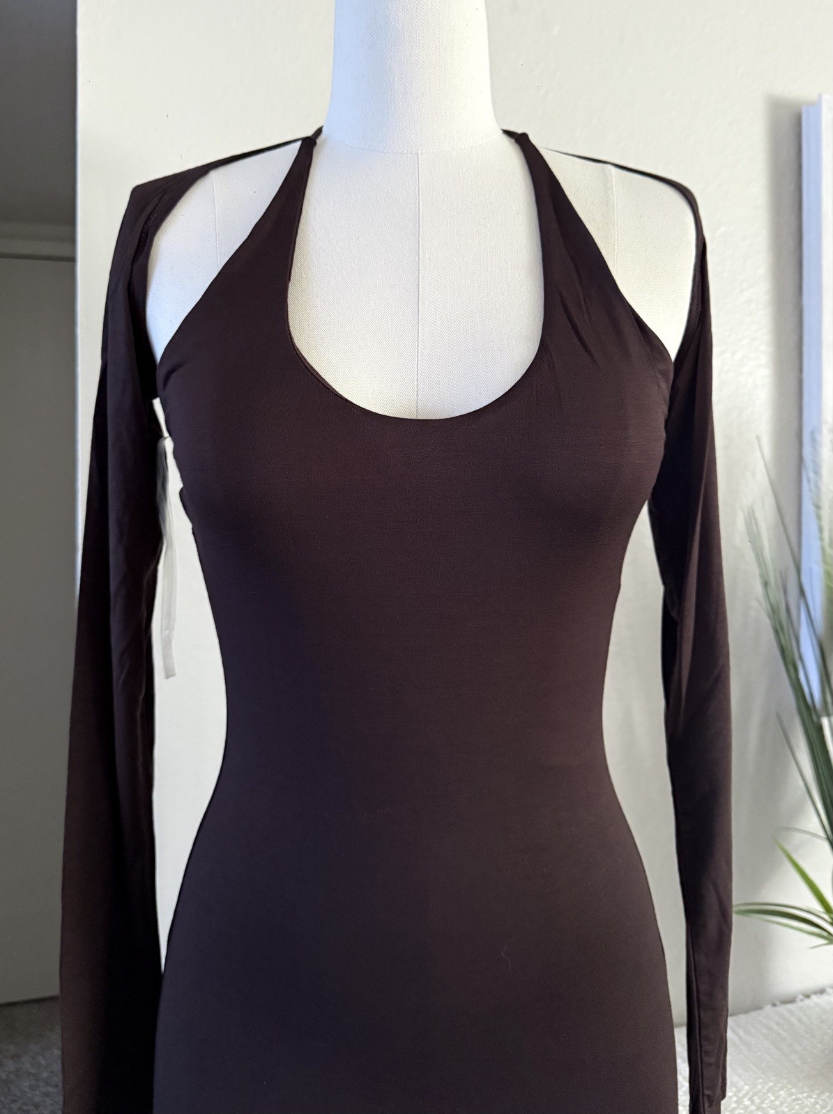 OOTDFASH TRESSER Women’s Brown Two Piece Bolero And Sexy/ Club Mini Dress