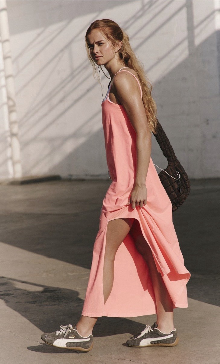 NWT FP MOVEMENT by FREE PEOPLE Hot Shot Strappy MAXI DRESS SMALL JUST PEACHY