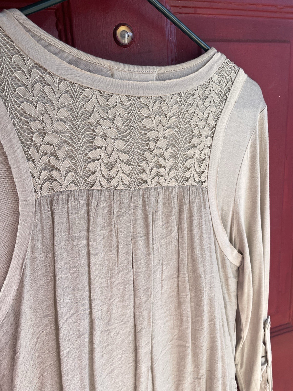 Indigo Soul Bohemian Dress, Size Small, Light Beige, Cotton