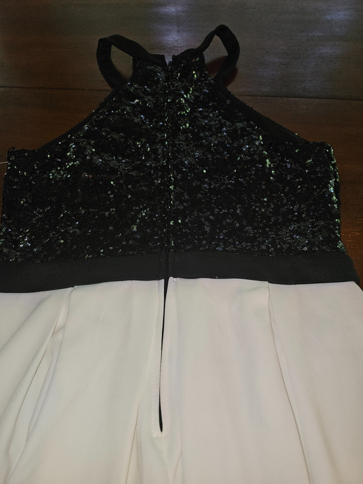 B. Darlin Black & White Sequined Silky Fit & Flare Mini Dress Women’s Size 11/12