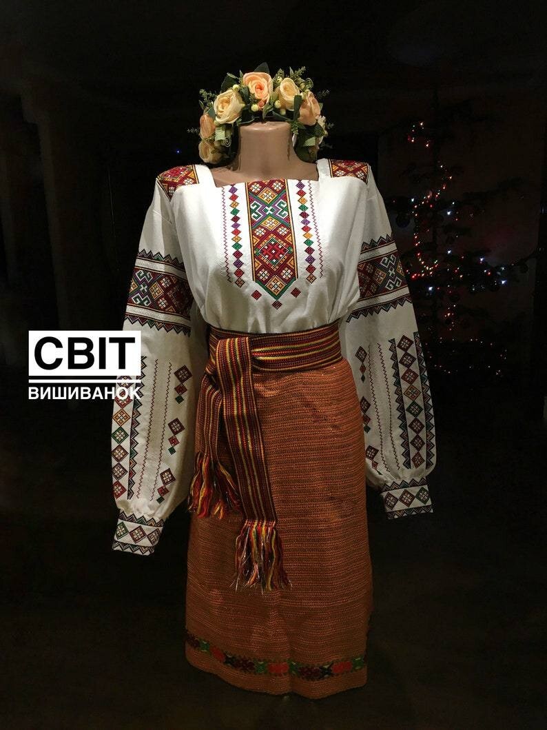 Ukrainian Women’s National Costume, Colorful Vyshyvanka, Boho Ethnic Embroidered