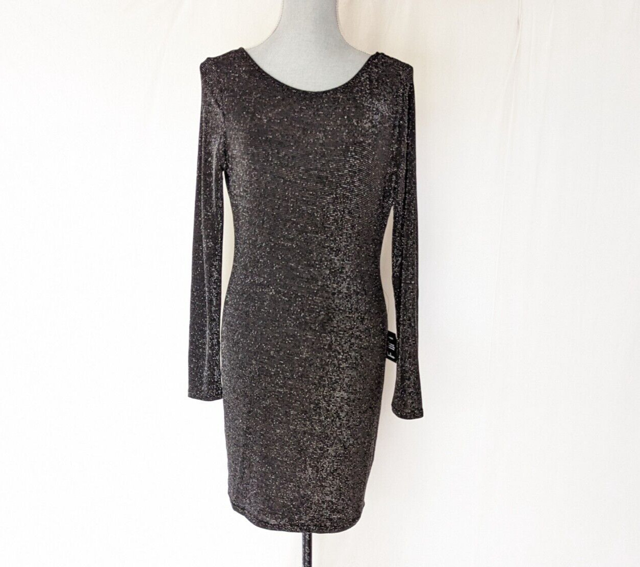 NWT LuLu New gray sparkle stretchy body-con dress with open back XL