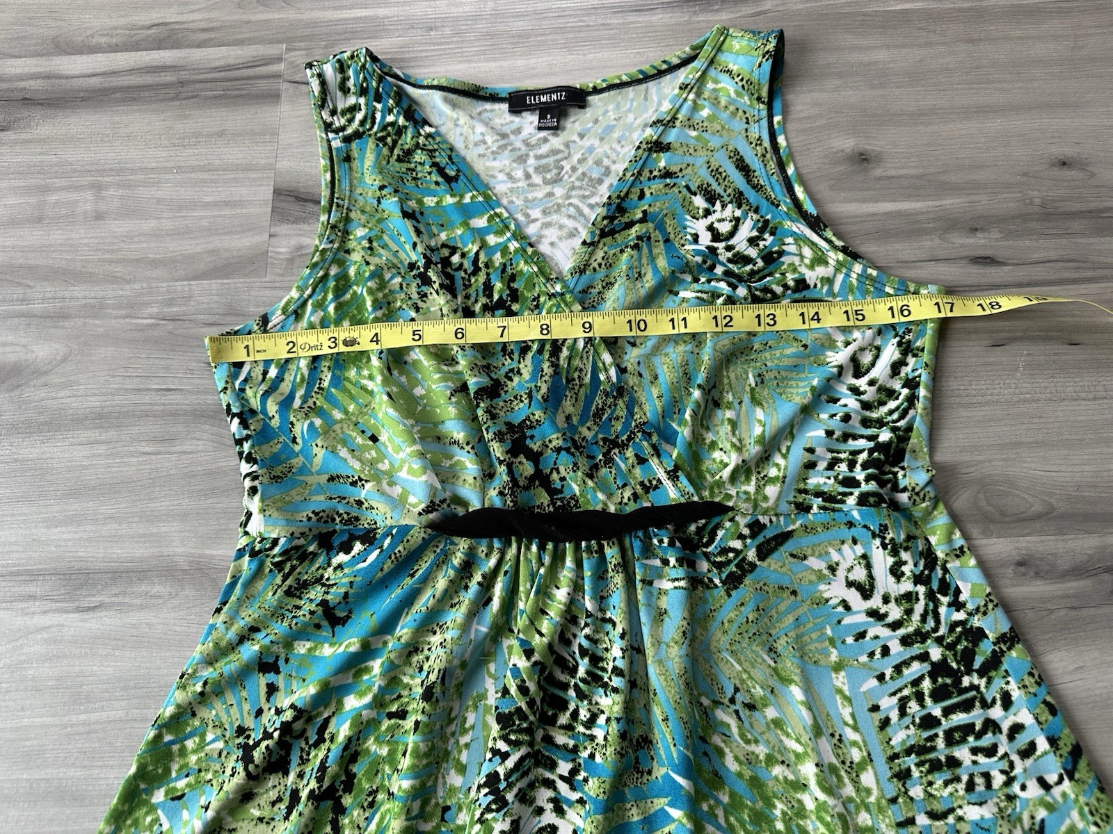 Elementz Sleeveless Stretchy Maxi Dress Feminine Classic Size S Tropical Beach