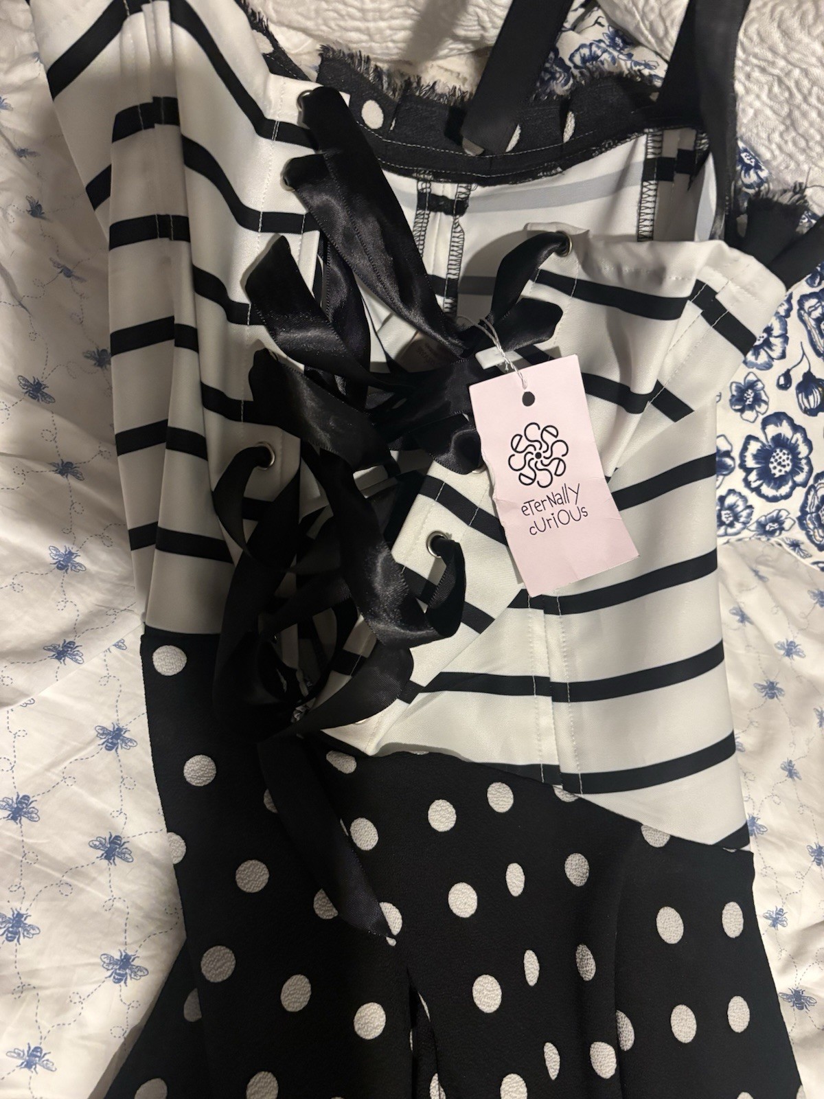 Eternally Curious Charlottes Web Polka Dot Corset Dress Women’s Size Medium M