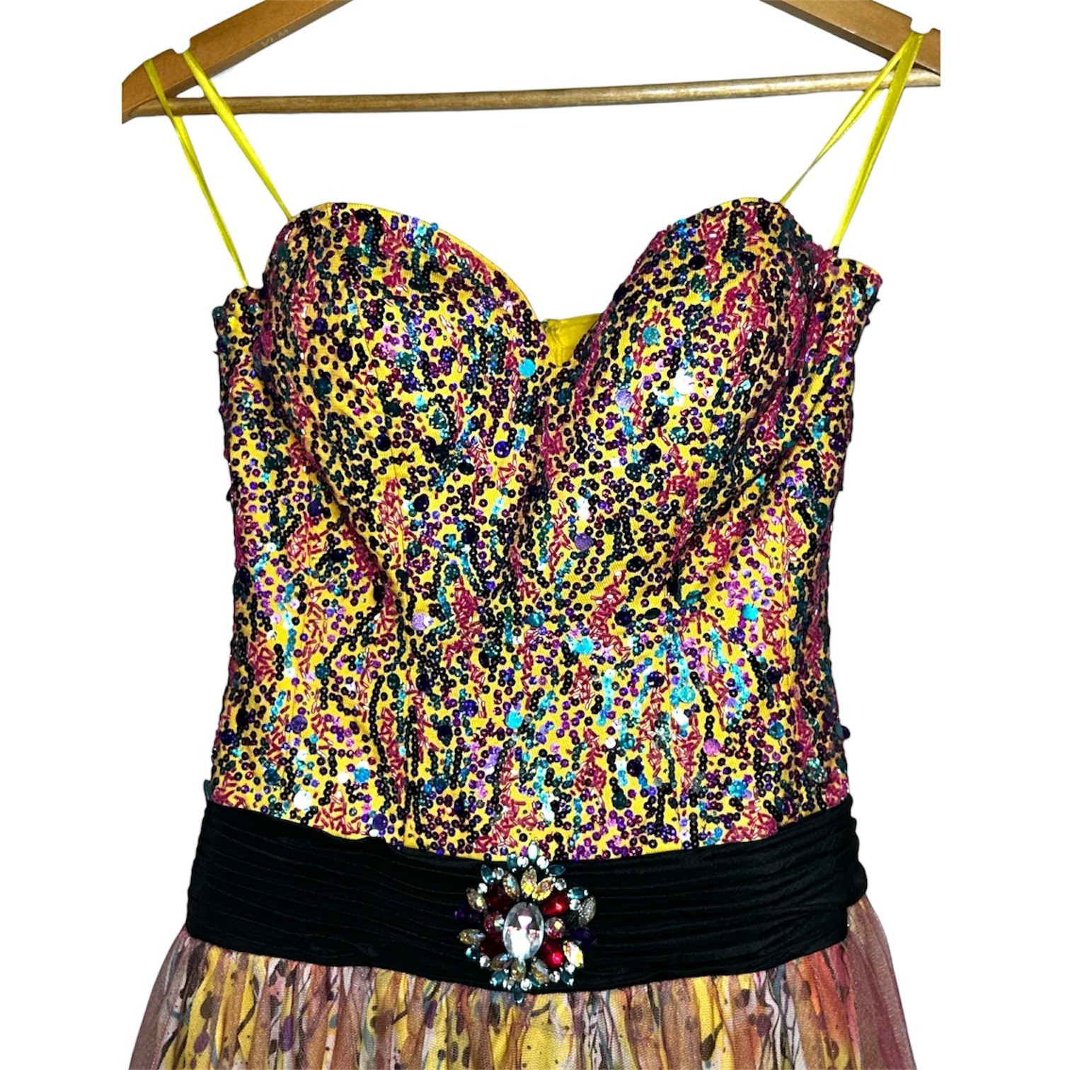 Jovani Multicolor Sequin Sweetheart Y2K Ballgown Prom Dress Tulle Nylon Size 2