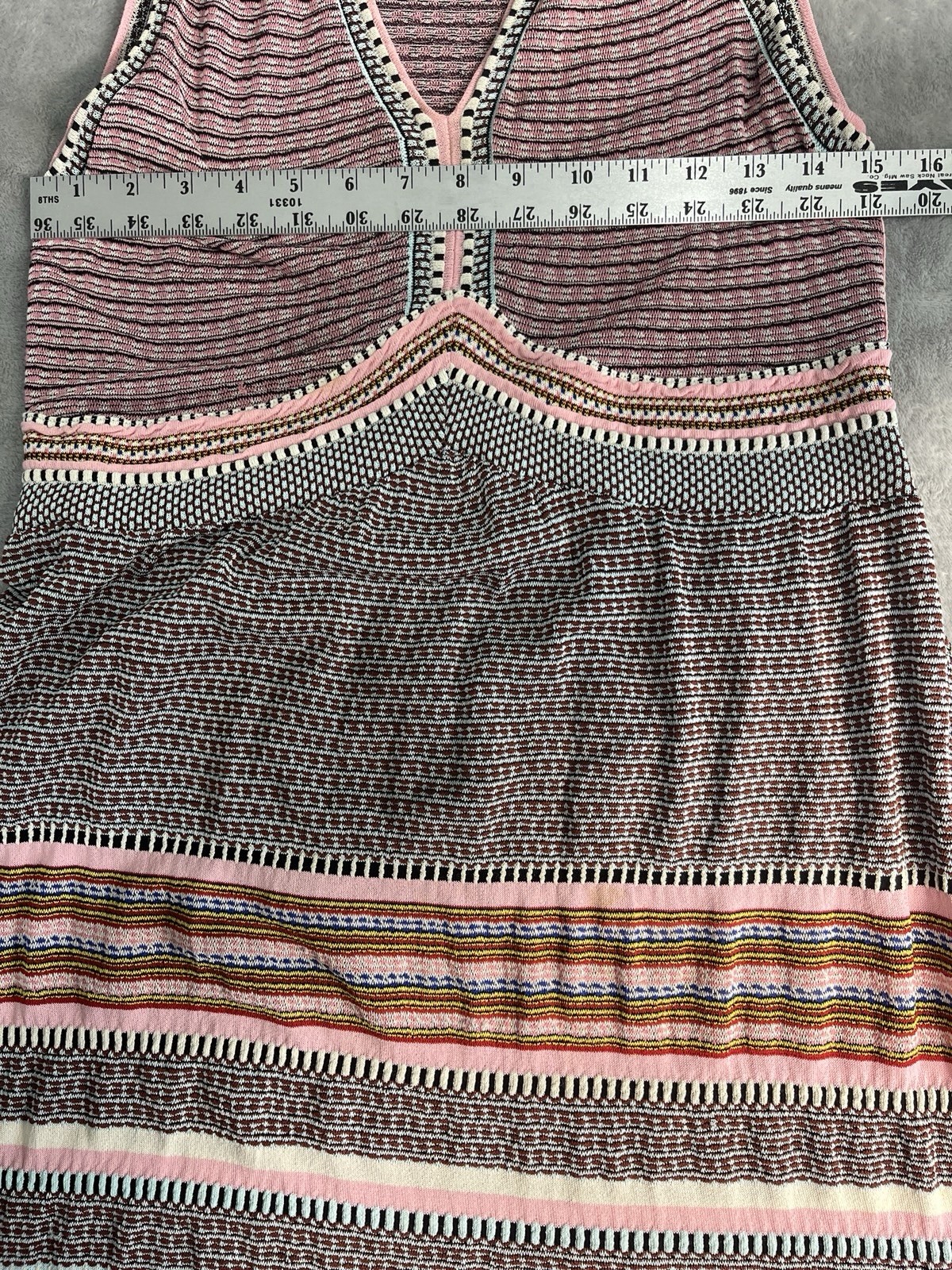 Aldomartins Barcelona Sleeveless Knit Maxi Dress Striped Boho M Made in Spain
