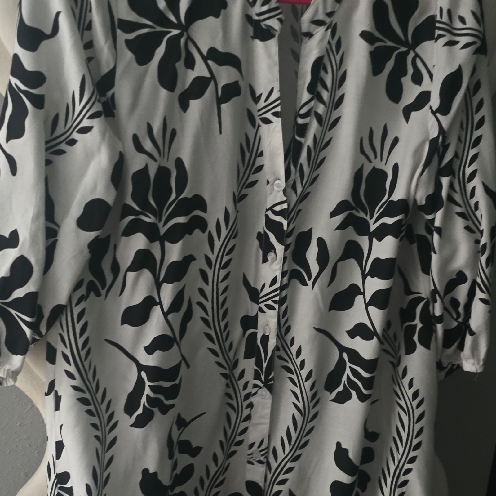Mlle Gabrielle Floral Shirt Dress Button-Front V-Neck 3/4 Sleeve PLT