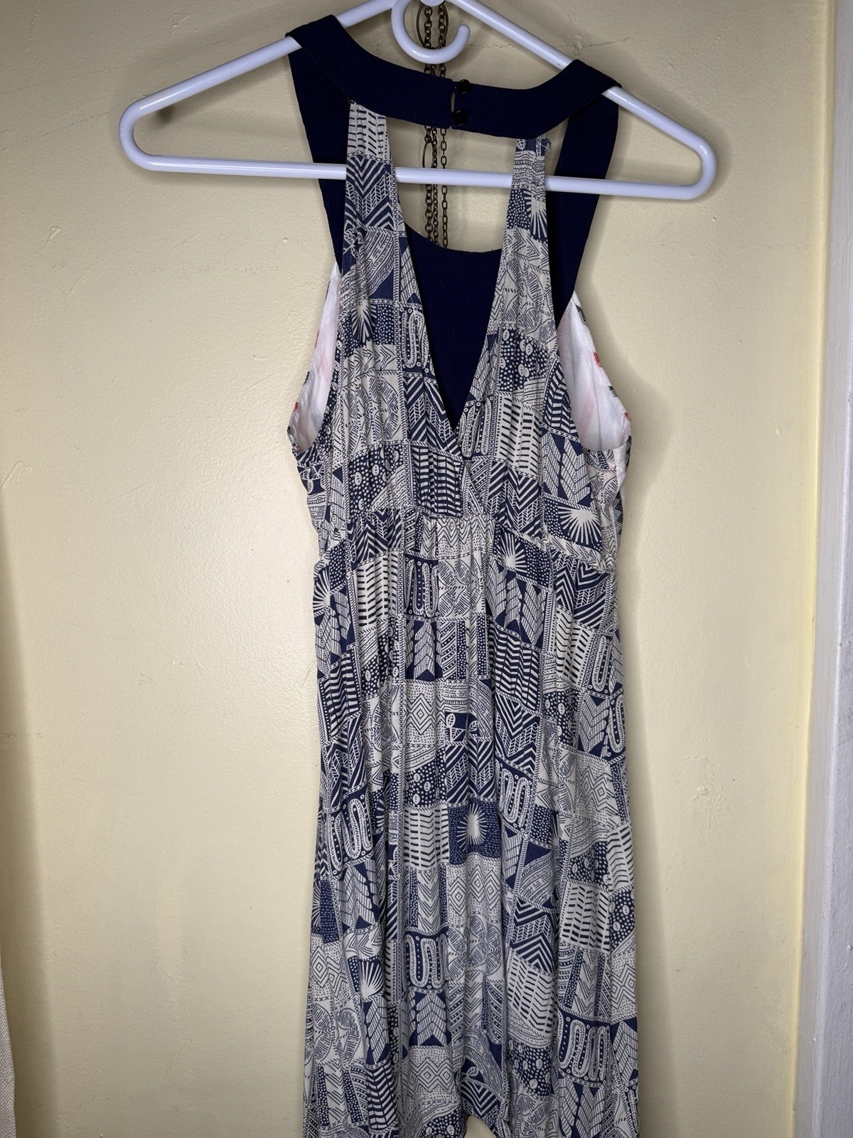 Flying Tomato Size Small Boho Red White Blue Fit Flare Peasant Midi Dress