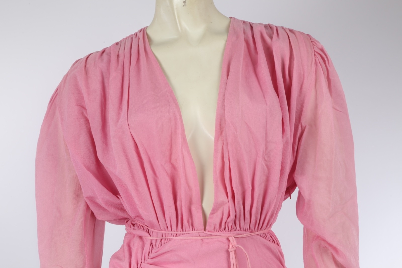 Magda Butrym Pink Ruched Long Sleeve Mini Dress Cocktail Party Going Out 36