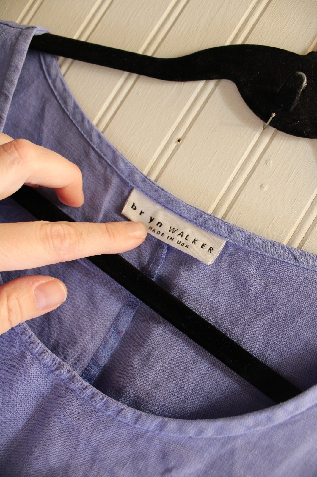 Brynn Walker Linen Periwinkle Blue Ruffle Hi Low Hem Summer Dress, Lagenlook.