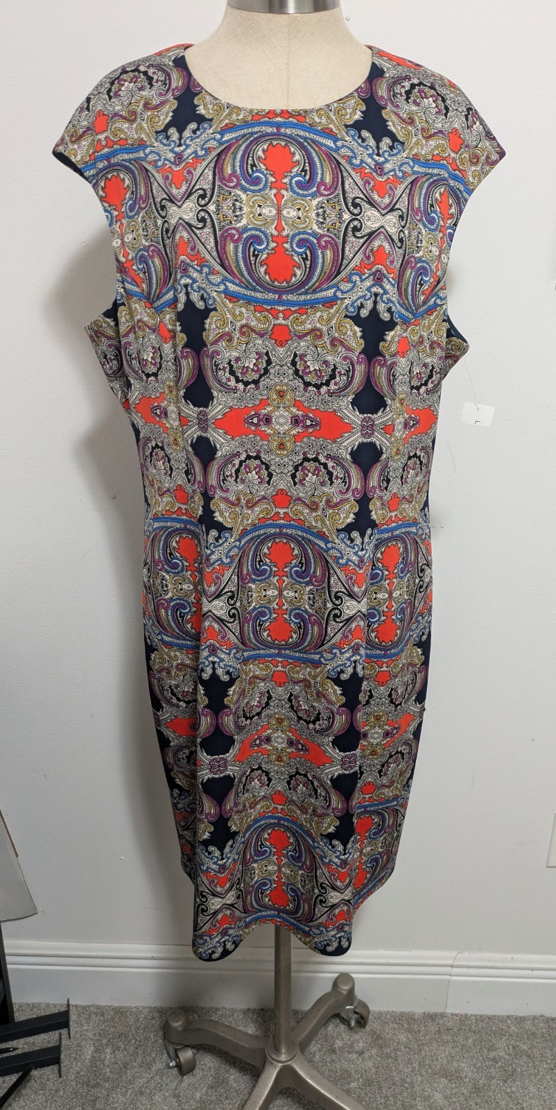 London Style Collection Multicolor Sheath Dress Size 18 Floral Paisley Casual