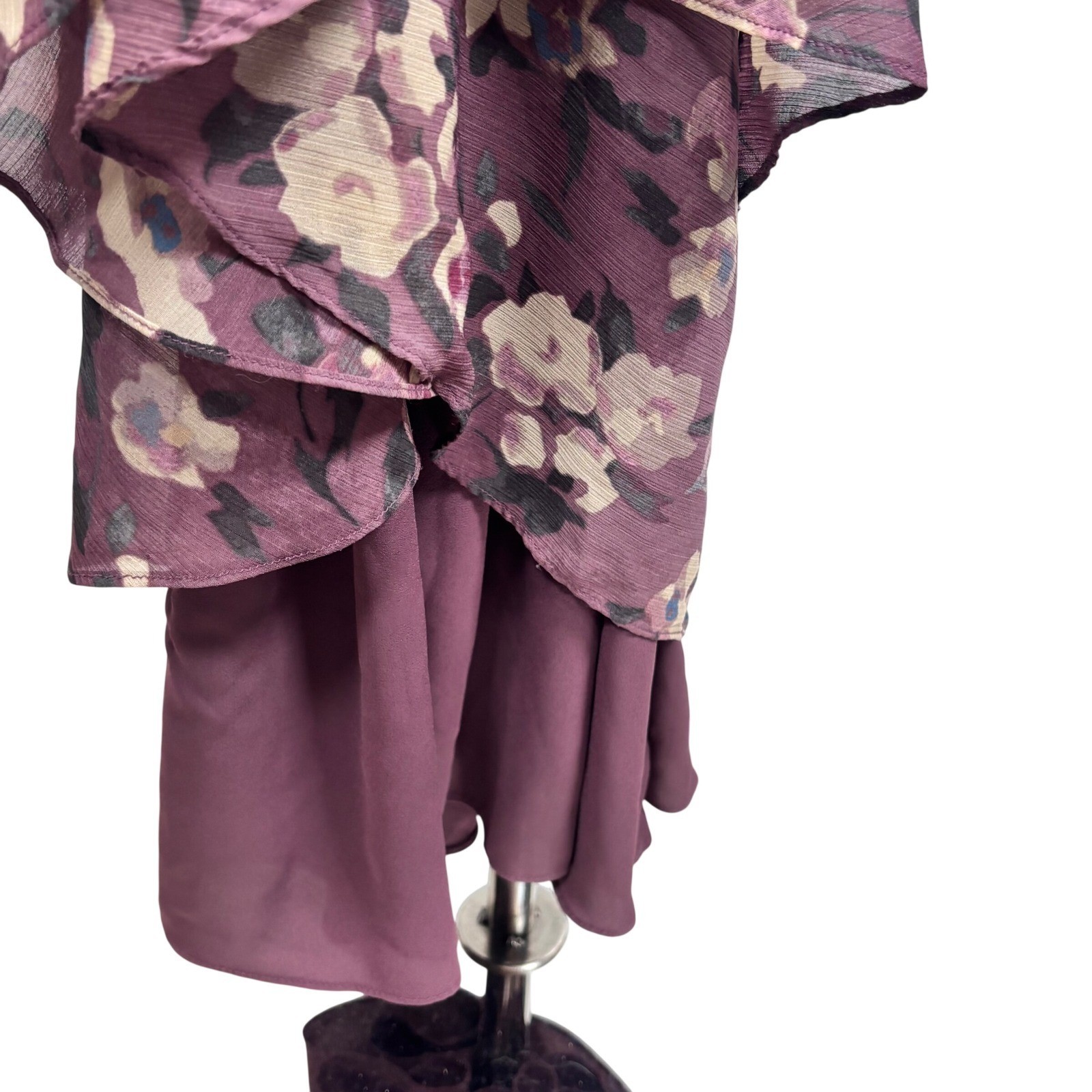 Ralph Lauren Maxi Dress Georgette Chiffon Floral Layered Ruffles Cottagecore 8