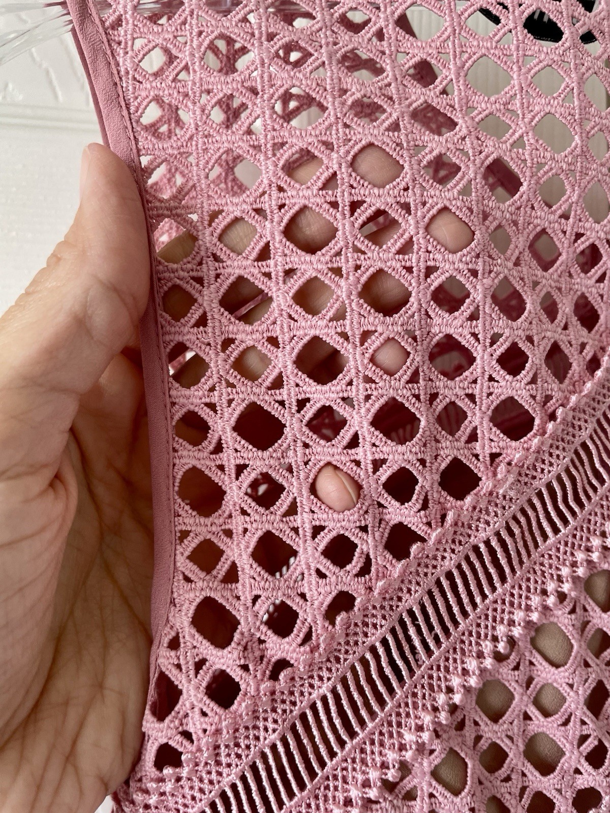 Self Portrait Crosshatch Frill Mini Dress Pink Lace Sleeveless Lined Size 2