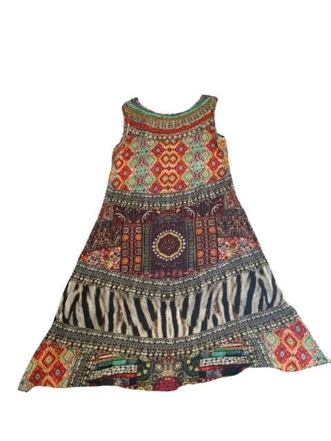 Inoa Australia Boho Silk Dress Size 1 (8-10) Sleeveless Multicolour Festival