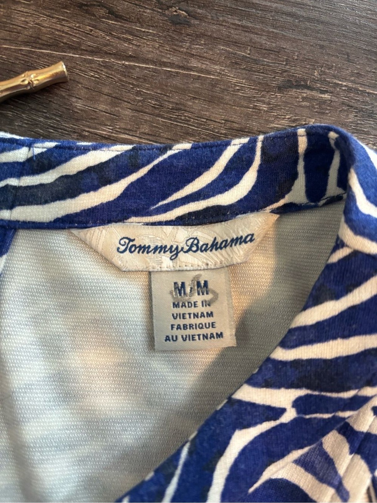 Tommy Bahama Blue White Zebra Print Sleeveless Shift Dress Women’s Medium