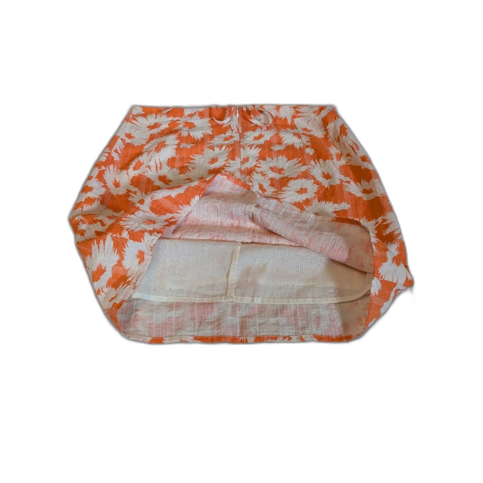 Olivaceous Orange Floral Open Back Tie Mini Dress Size Large Summer Vacation