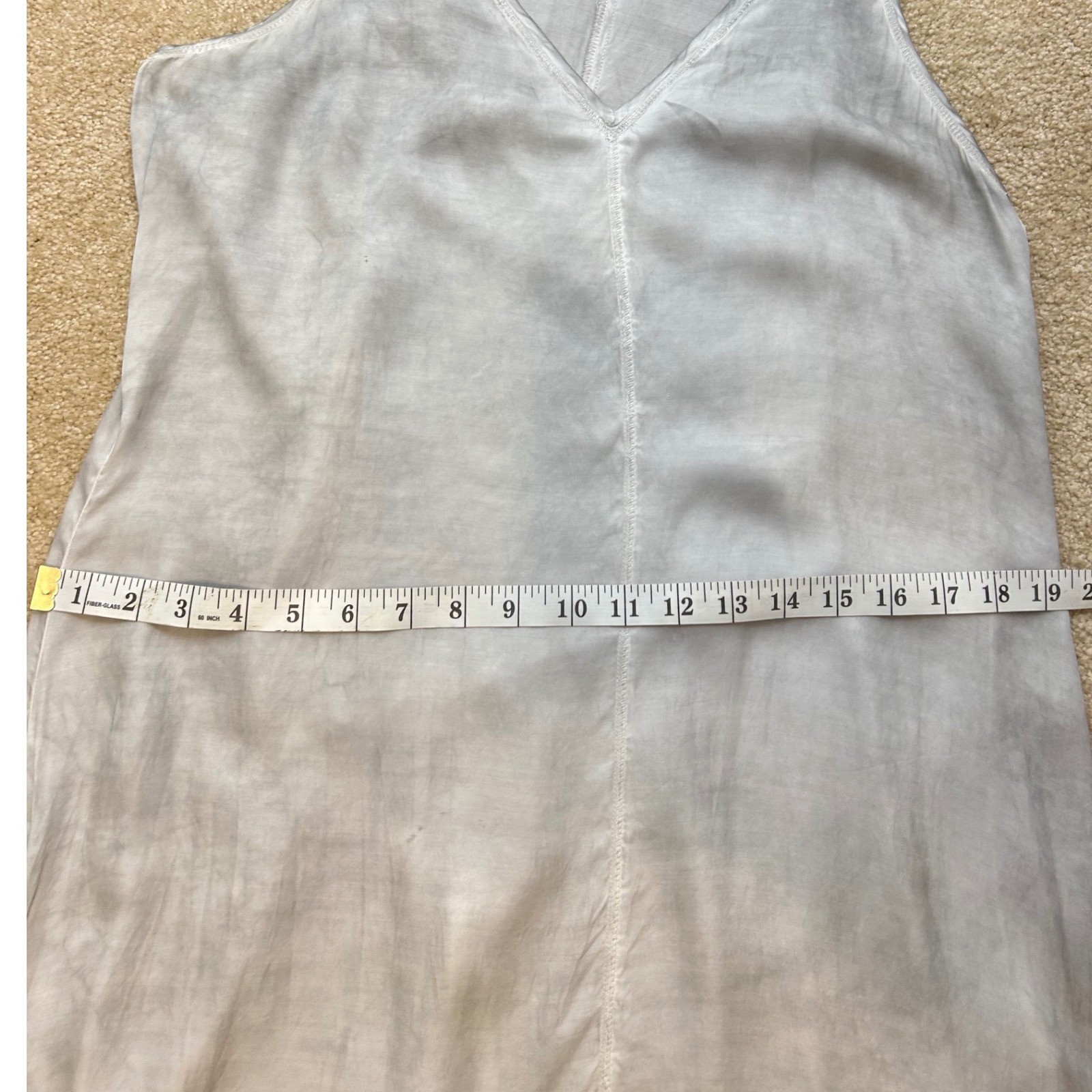 Heather Asymmetrical Ruffle Hem Grey Blue Wash Midi Dress Womens Medium