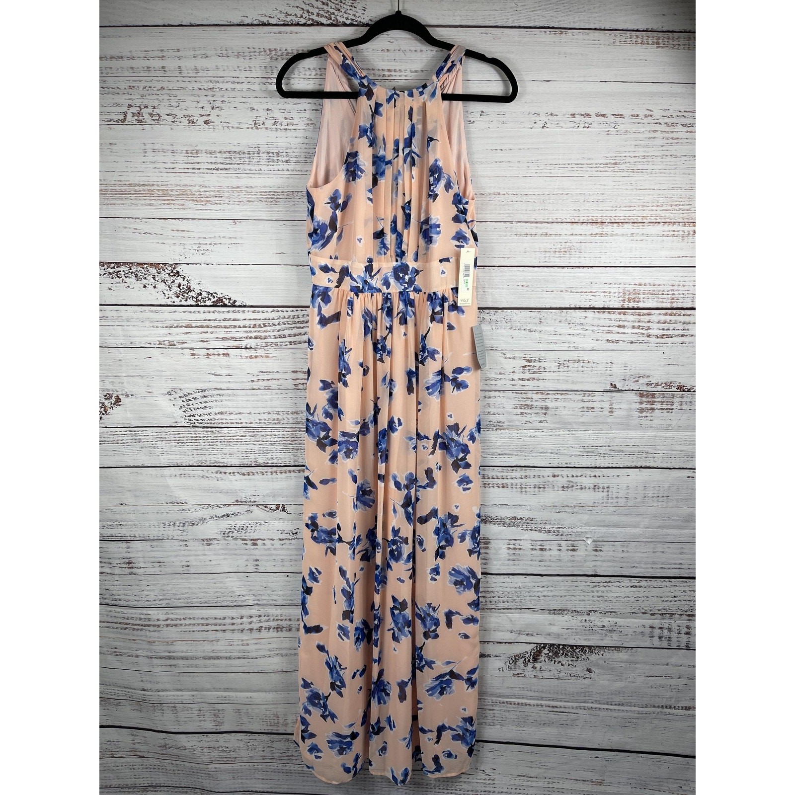 Eliza J Dress Women’s Size 8 Pink Blue Floral Maxi Sleeveless Chiffon Formal NWT