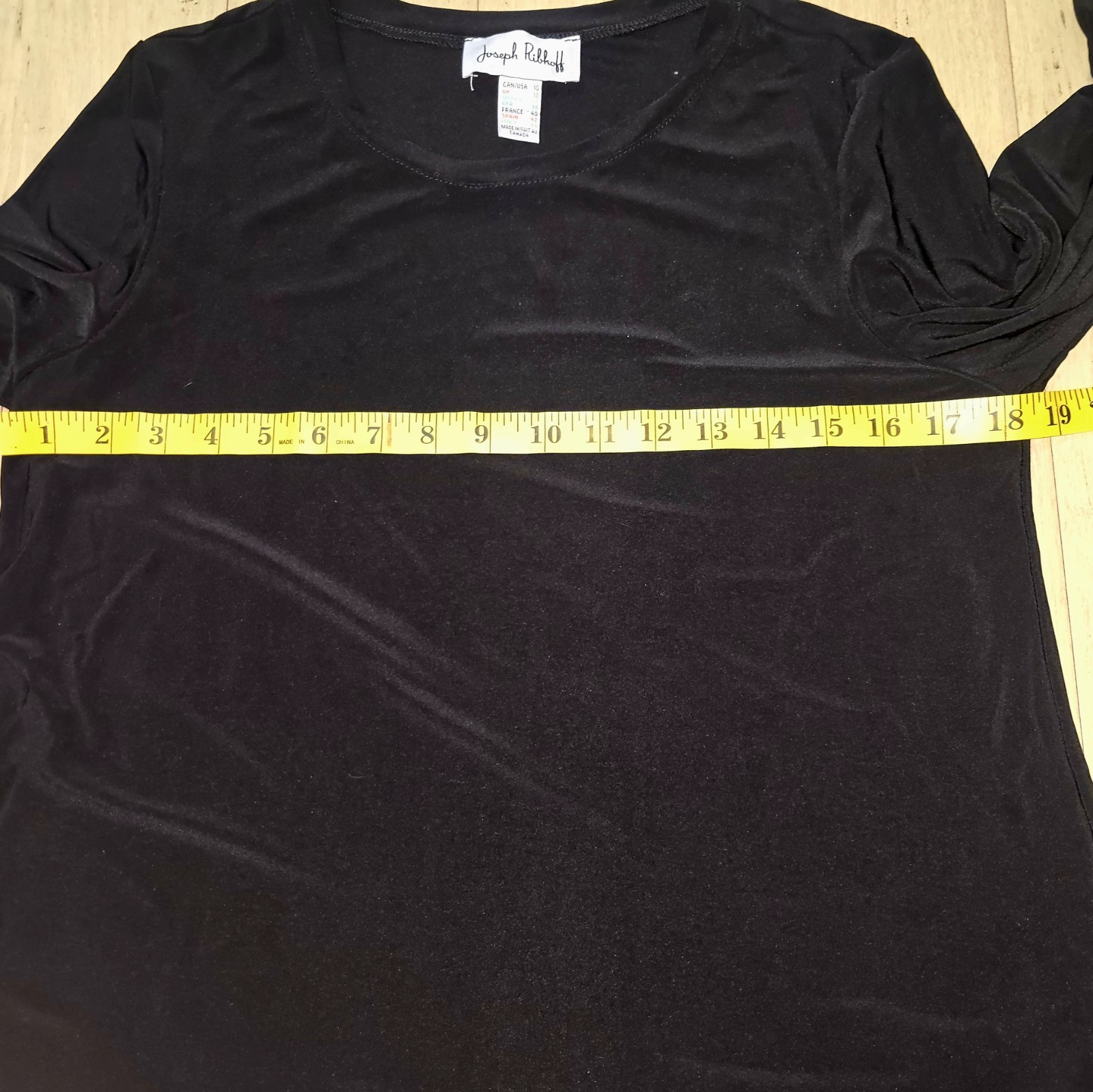 Joseph Ribkoff Dress Size 10 Black Tunic Style Pockets Stretch Mesh