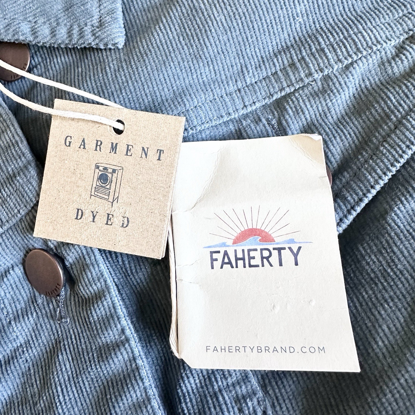 Faherty Cord Stretch Michelle Shirt Dress Corduroy Blue Sz S Organic Cotton NWT
