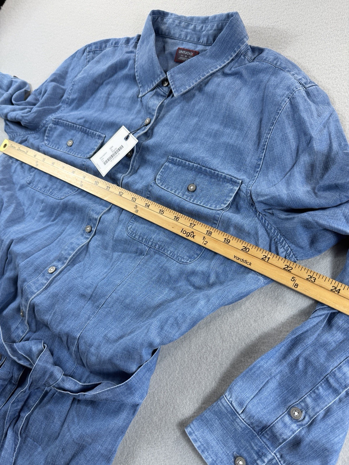 UNTUCKit ZARA Dress Womens 16 Chambray Belted Button Down Long Sleeve Fall Boho