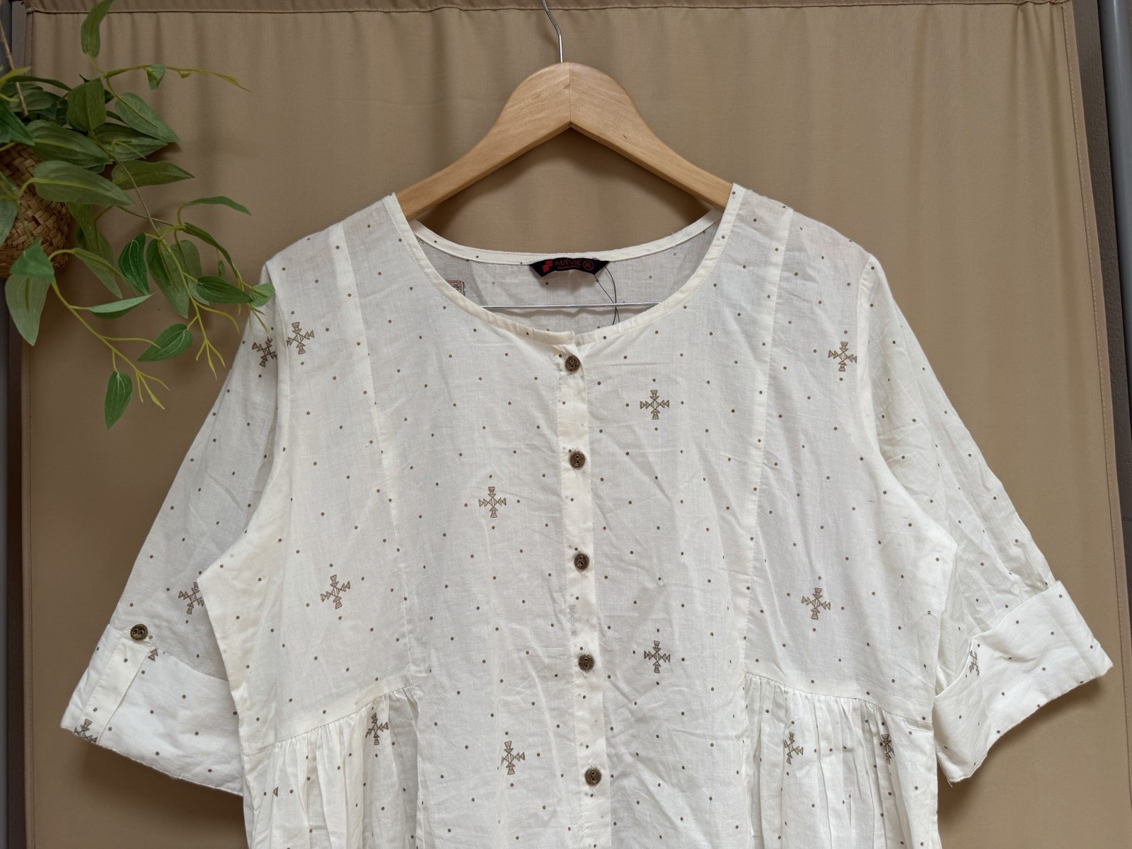 New MA’VIE elegant comfort Geo print loose fit Boho dress Womens sz XL cotton