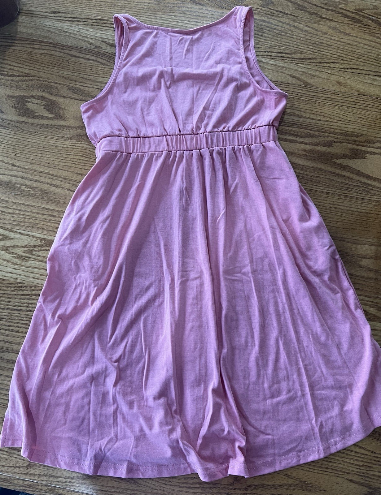Summer Casual V Neck Sleeveless Button Down Pocketed Dress High Waist A-Line Med
