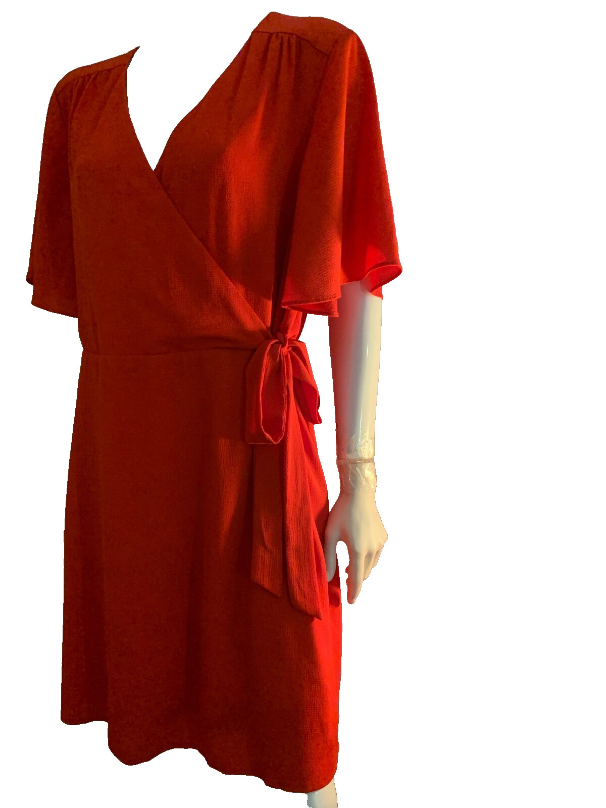 Time And True dress all seasons a line V neck red rover flare sleeves XL(16-18)