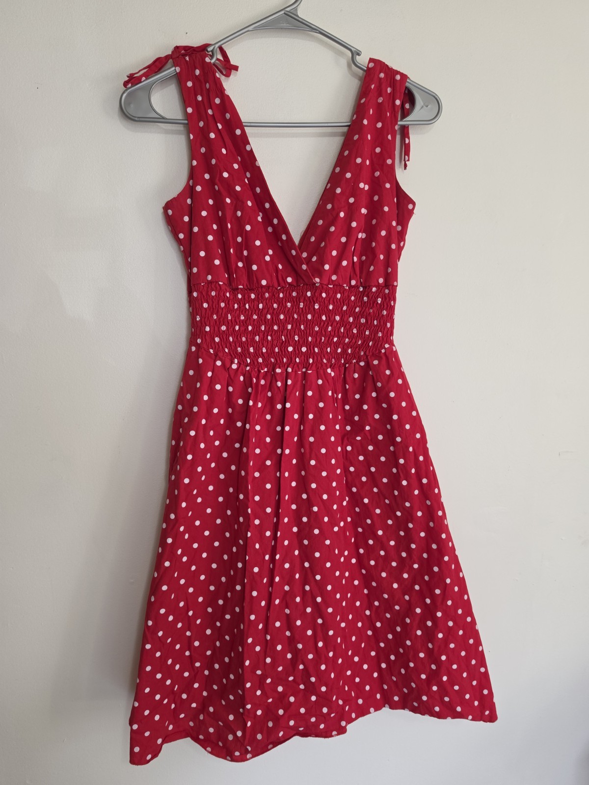 My Michelle Red Polka Dot Bows Womens Stretch Short Dress Y2K Size MEDIUM